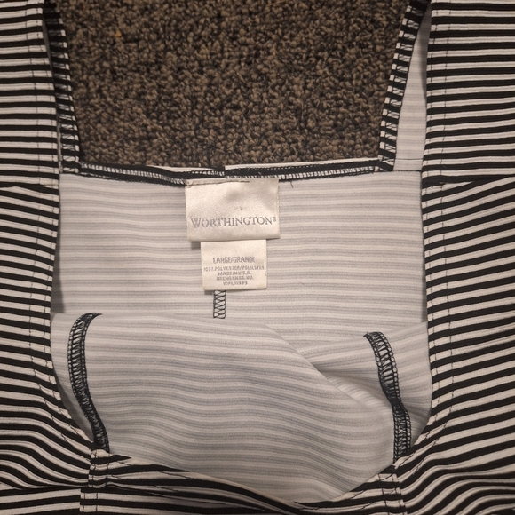 Worthington Size Large Black and White Striped tank - Picture 3 of 3